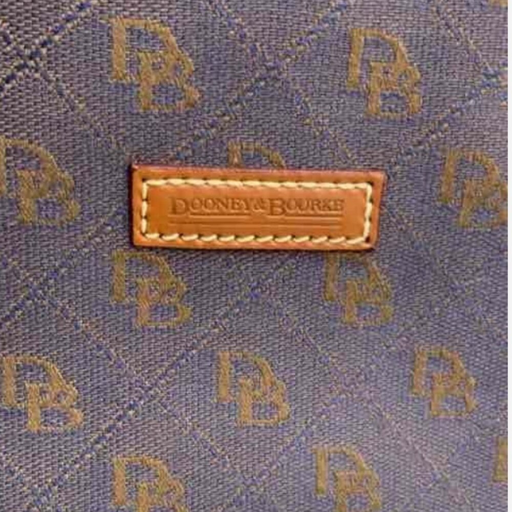 Dooney & Burke Vintage Signature Purple Cloth and Leather  Shoulder Bag Purse